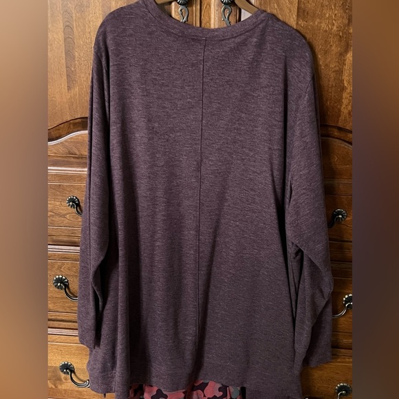 LOGO Lounge by Lori Goldstein Maple Heather Sweater Split Hem Top with Tank 3X - Picture 2 of 3